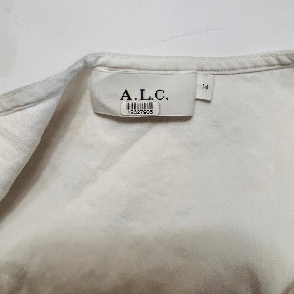 A.L.C Sidelle Linen Blend Wrap Dress Size 14 Off White - Picture 5 of 11
